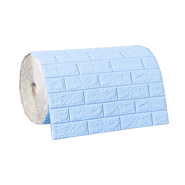 Waterproof self adhesive 3d brick wall sticker stick wall paper in rolls for home bathroom and kids room