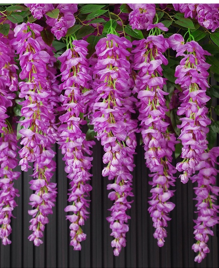 K-0630 Factory Wholesale Wedding Decor Silk Vines Artificial Red Wisteria Flower Wisteria Hanging Flowers