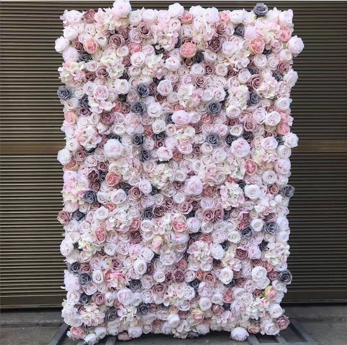 F-1639 Wholesale Event Decor 40x60 CM Purple Wedding Backdrop Artificial Flower Wall For Decoration