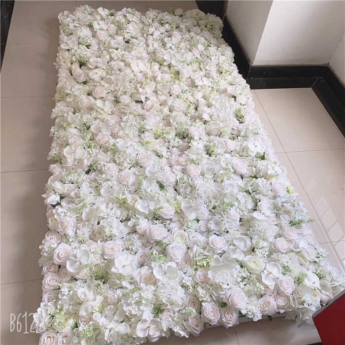 F-1580 Factory Wedding Decoration Silk Flowers Artificial Wall Backdrop 40*60 CM White Orchid Flower Wall Panels