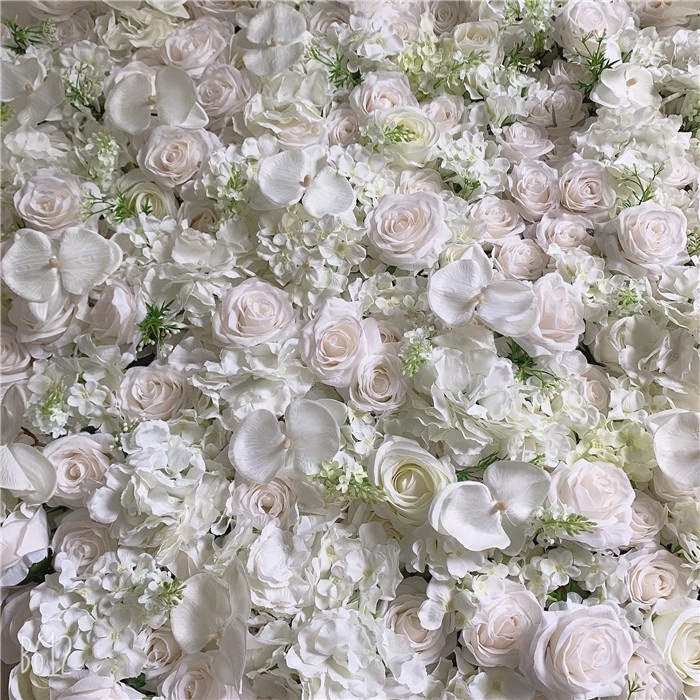 F-1580 Factory Wedding Decoration Silk Flowers Artificial Wall Backdrop 40*60 CM White Orchid Flower Wall Panels