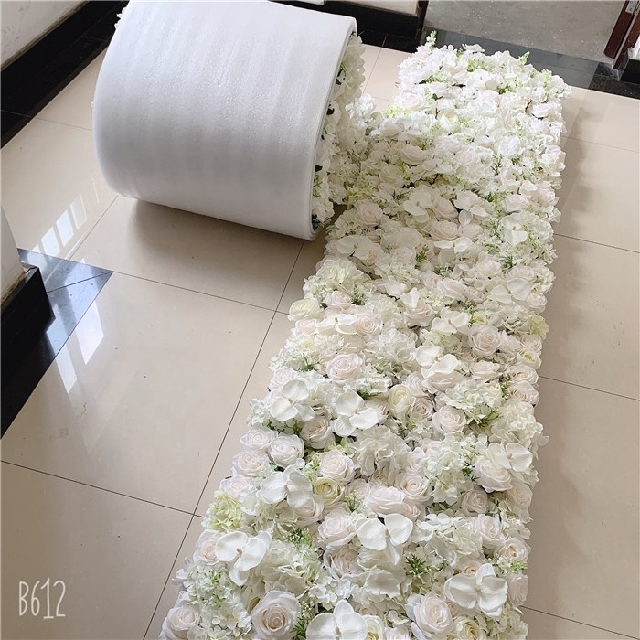 F-1580 Factory Wedding Decoration Silk Flowers Artificial Wall Backdrop 40*60 CM White Orchid Flower Wall Panels