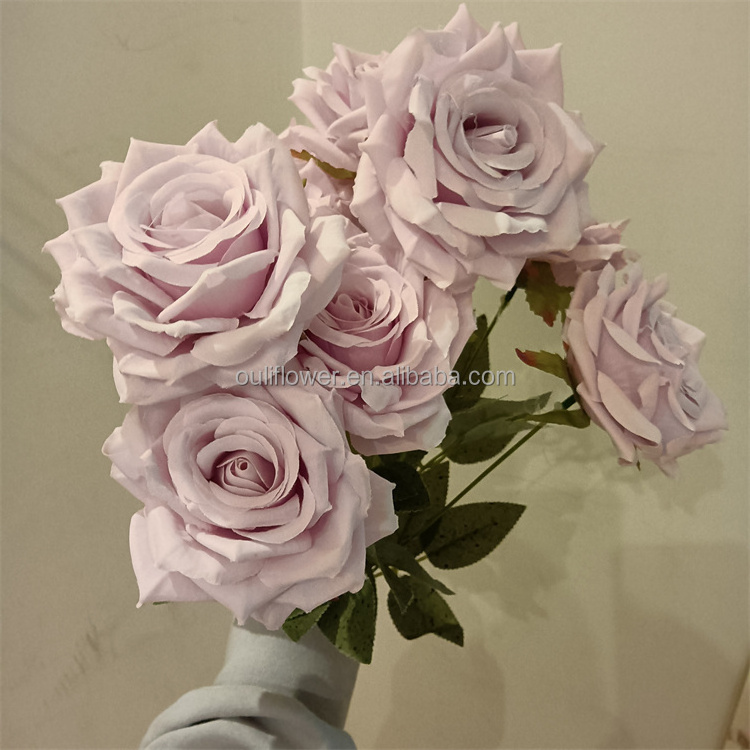 B-2216 Factory Artificial Rose Flower Bouquet Red Roses Artificial Silk Roses Bulk for wedding decoration