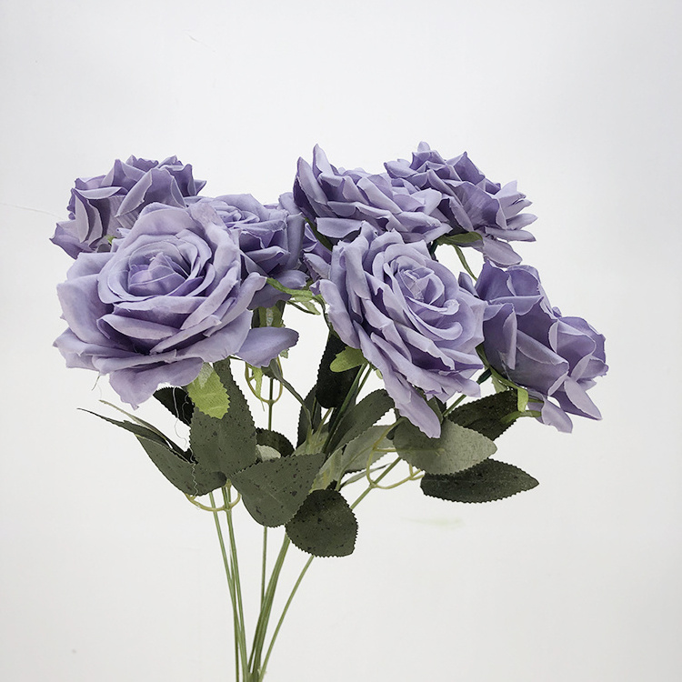 P-017 Purple Series Wholesale Bouquet Orchid Flower Silk Hydrangea Rose Peony Wedding Decoration Supplies Artificial Flower