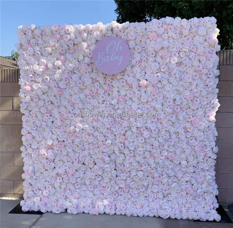 F-1598 Wholesale Discount Wedding Decoration 40*60 Cm Floral Backdrop White Flowers Wall Artificial Peony Flower Wall