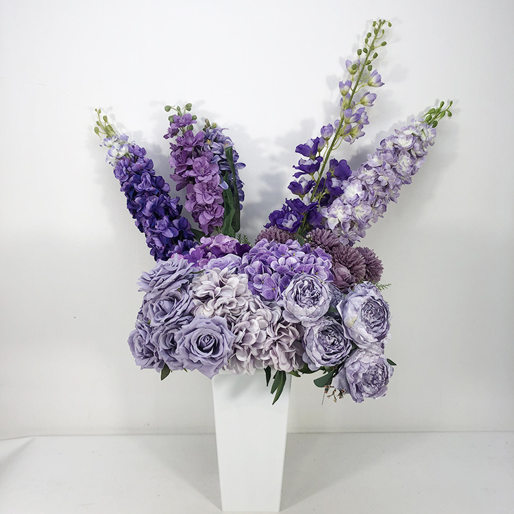 P-017 Purple Series Wholesale Bouquet Orchid Flower Silk Hydrangea Rose Peony Wedding Decoration Supplies Artificial Flower