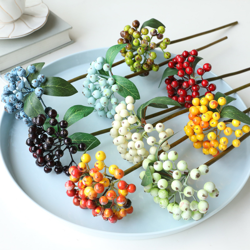 A-1280 Colorful 30cm Mini Artificial  Christmas Red Berries Branch