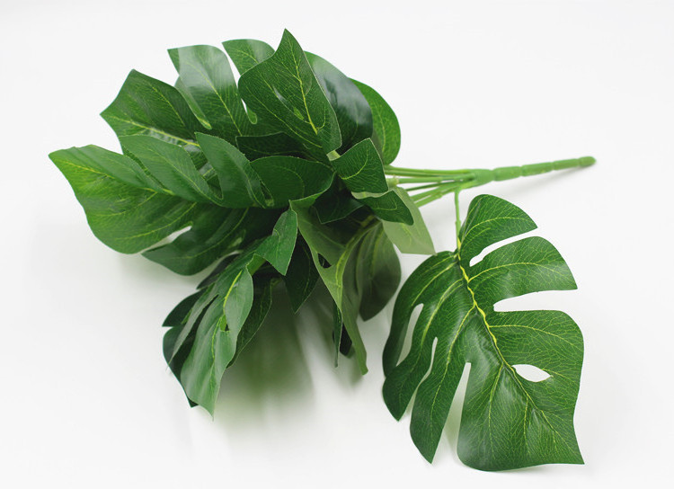 N-0032 Factory Artificial Tropical Large Palm 7 Heads Monstera Plant Leaves Vine