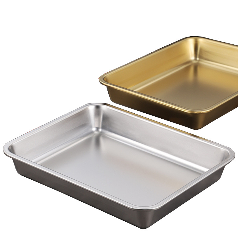 Silver Gold Stainless Steel Flat Baking Sheet Pan Commercial Baking Tray