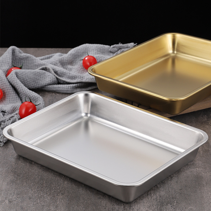 Silver Gold Stainless Steel Flat Baking Sheet Pan Commercial Baking Tray