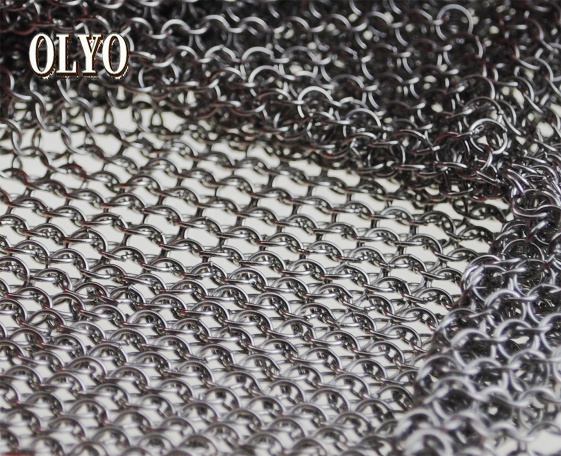 Brass Copper Stainless Steel Chainmail Ring Mesh / Chain Mail Decorative Metal Mesh