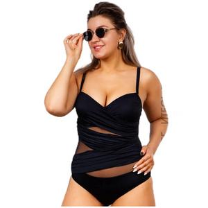 OEM Custom Sheer Mesh Insert Tummy Control Swimwear 3XL 5XL 8XL Plus Size One Piece Swimsuit Bathing Suit Backless Monokini 2024