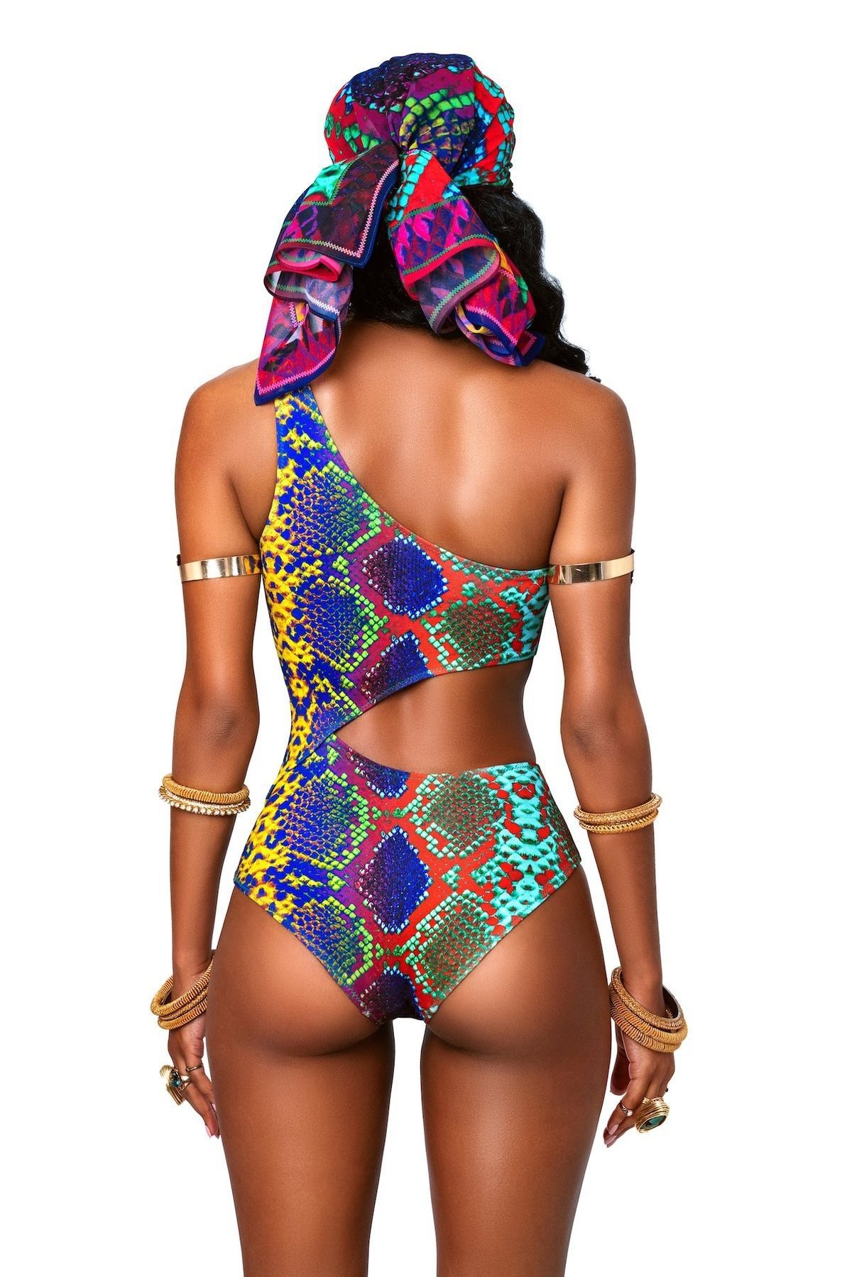 2022 Hot Sell Retro Tribal Print Bikini African Monokini Beachwear Swimwear One Shoulder One Piece Snake Skin Swimsuit For Women