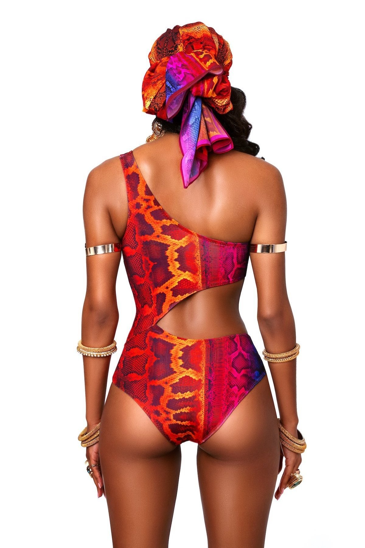 2022 Hot Sell Retro Tribal Print Bikini African Monokini Beachwear Swimwear One Shoulder One Piece Snake Skin Swimsuit For Women