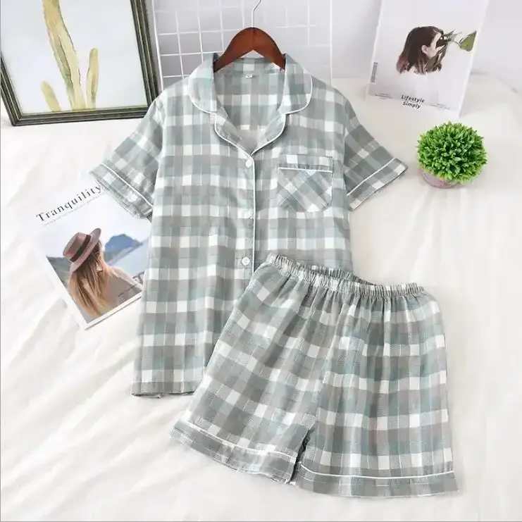 New fashion 2024 short pyjamas women 100% cotton short sleeves ladies pajama sets shorts Cute cartoon sleepwear