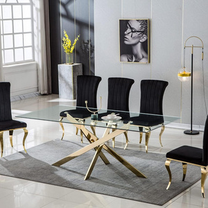 luxury dining room 4 sill furniture table set chair modern metal black velvet dinning chair