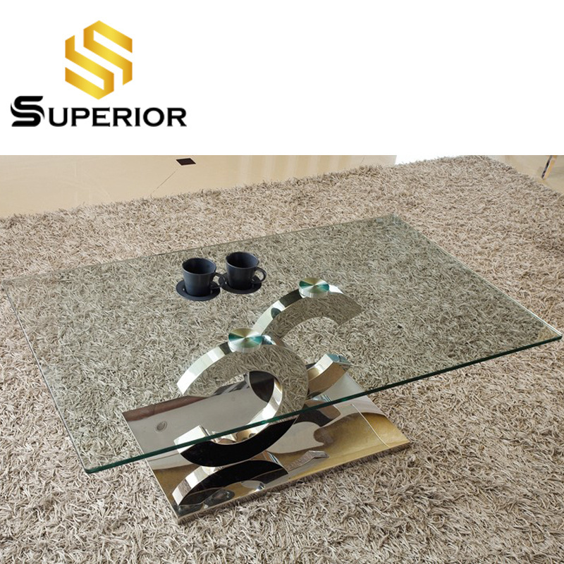 2020 showroom model center table hippo metal chrome coffee table with glass top