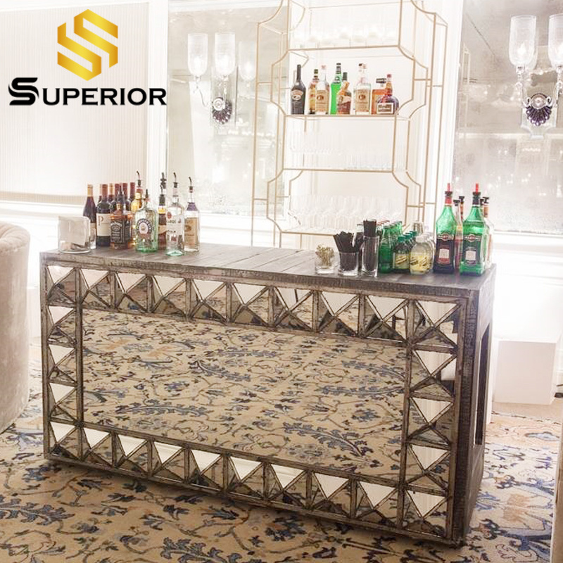 modern stainless steel rectangle night club bar counter table for reception desk