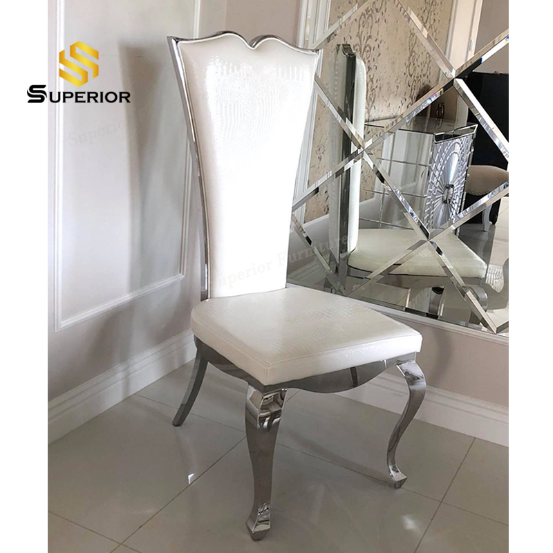 silver throne chairs wedding home dinning chairs modern metal white faux leather dining chair