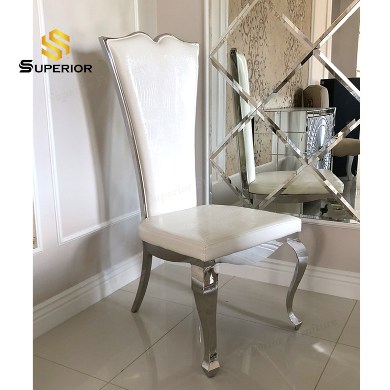 silver throne chairs wedding home dinning chairs modern metal white faux leather dining chair