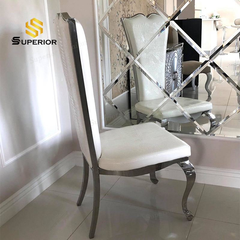 silver throne chairs wedding home dinning chairs modern metal white faux leather dining chair