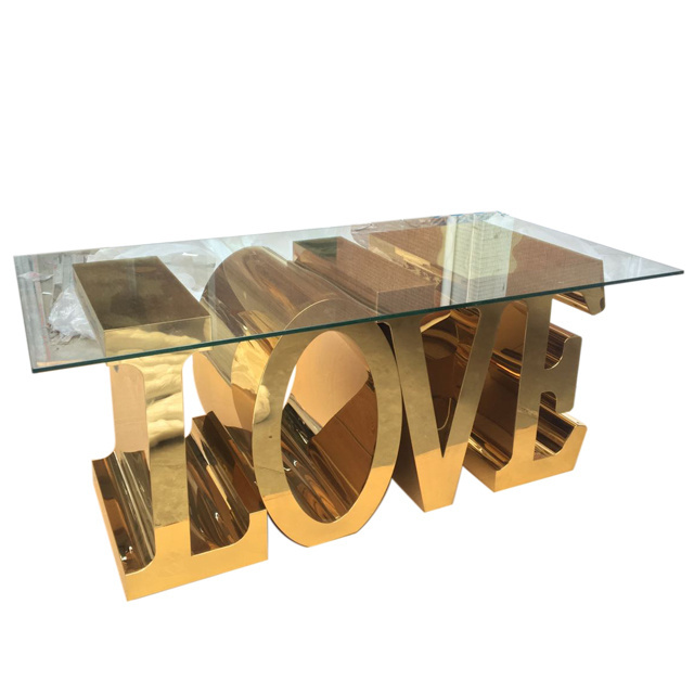 latest design glass top white dining table love letter table