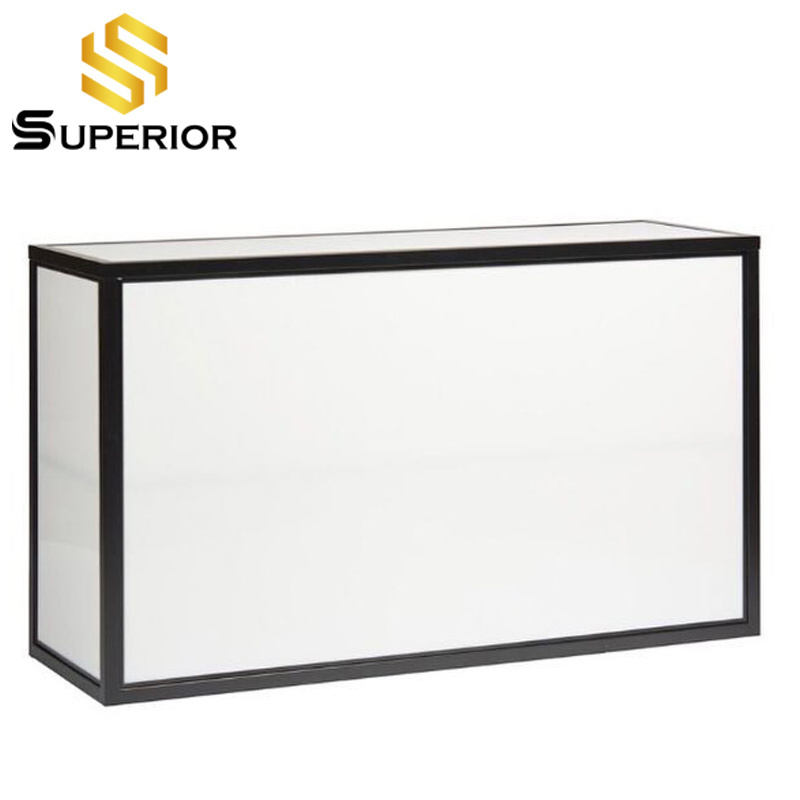 modern stainless steel rectangle night club bar counter table for reception desk