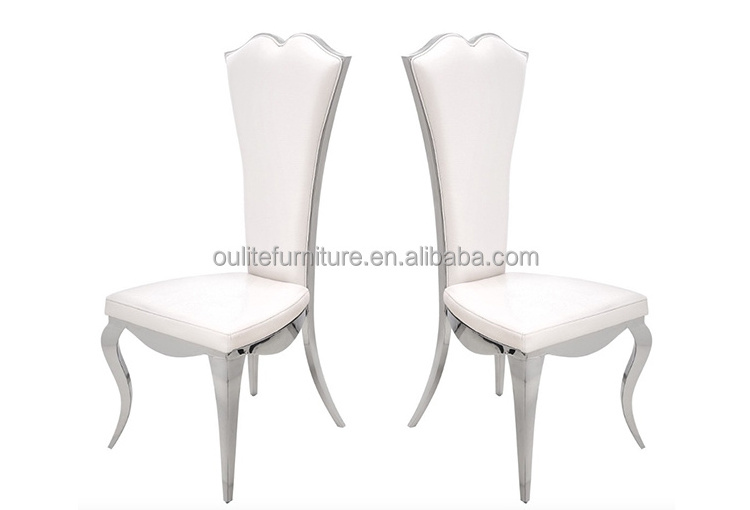 silver throne chairs wedding home dinning chairs modern metal white faux leather dining chair