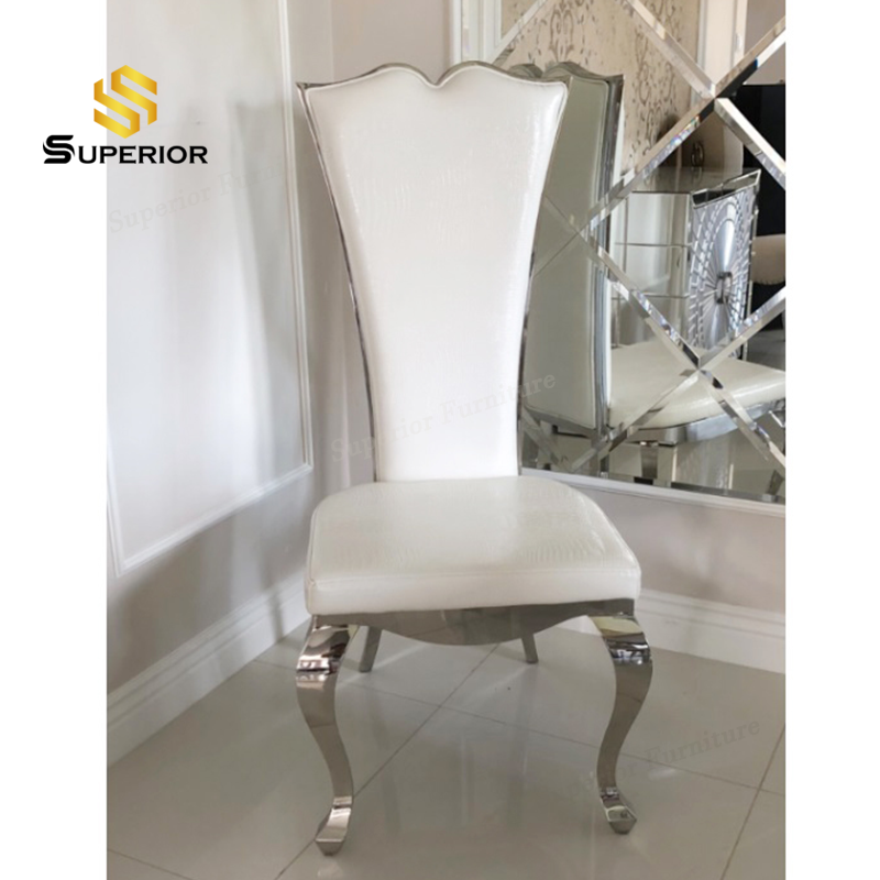 silver throne chairs wedding home dinning chairs modern metal white faux leather dining chair