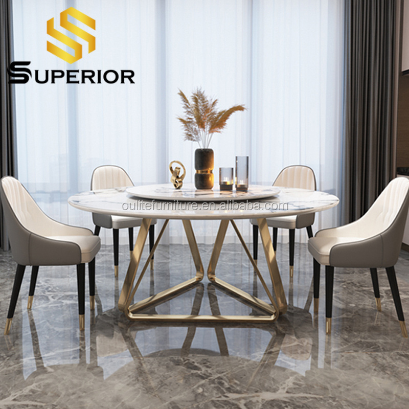 large marble stainless steel dining tables golden round base