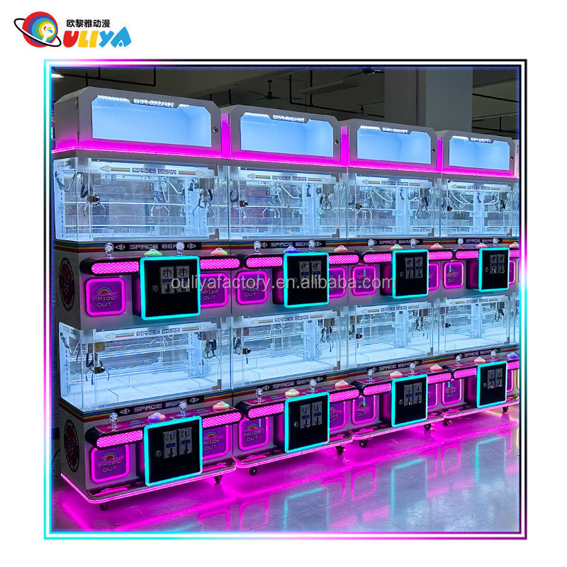 OULIYA Factory Mini Four-Person Boutique Claw Machine for Amusement Park with Sweep Code Banknotes Coins Can Be Used