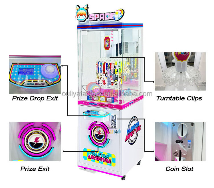 OULIYA Factory Cheap Mini C24 Clips Prize Keychain Machine Kits Hot Selling Claw and Lucky Clip Machine for Tourist Attraction