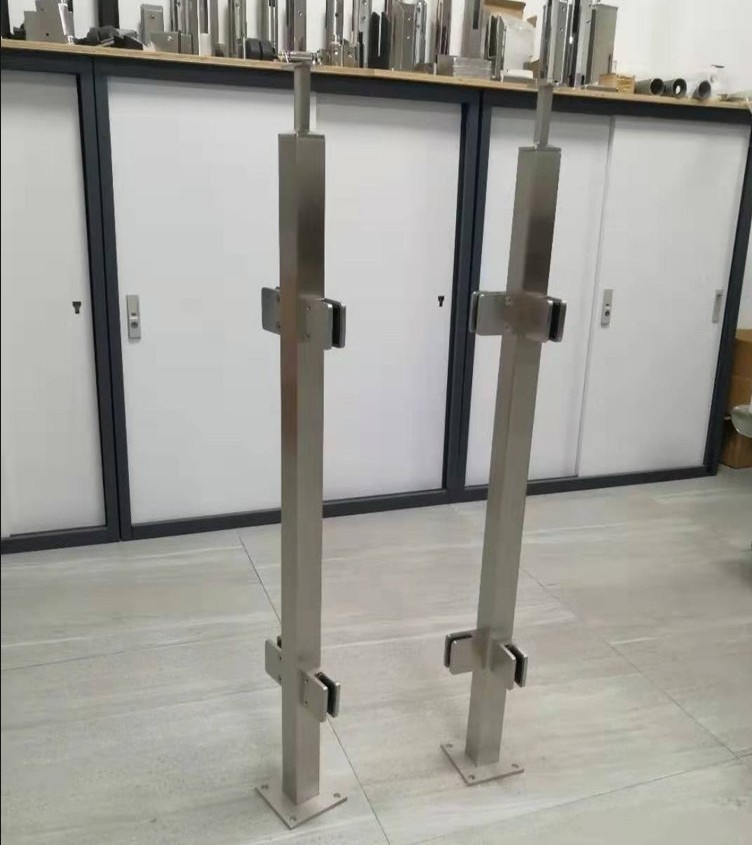 Stainless steel square balustrade post for glass balcony or staircase handrail railing