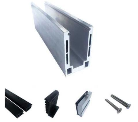 Aluminium U channel glass staircase railing hardware