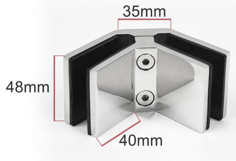 Stainless steel 90 degree corner glass to glass connector