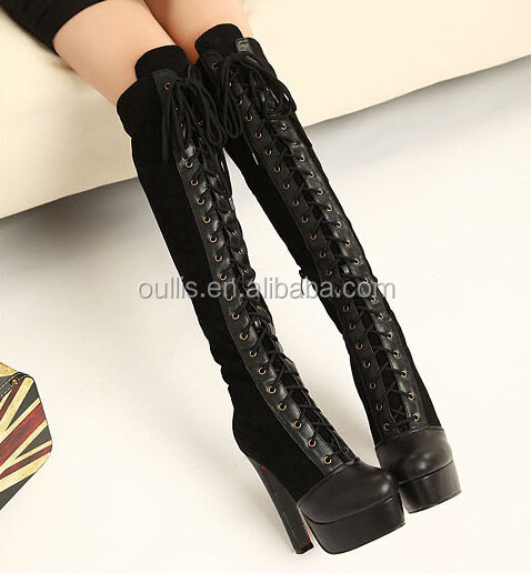 Sexy over the knee boots lace up thigh high boots PM3964