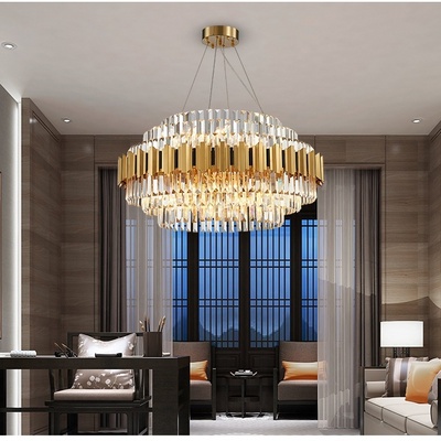 Modern Luxury Design Dining Room Living Room Dimming Lighting Gold Pendant Light K9 Crystal Chandelier