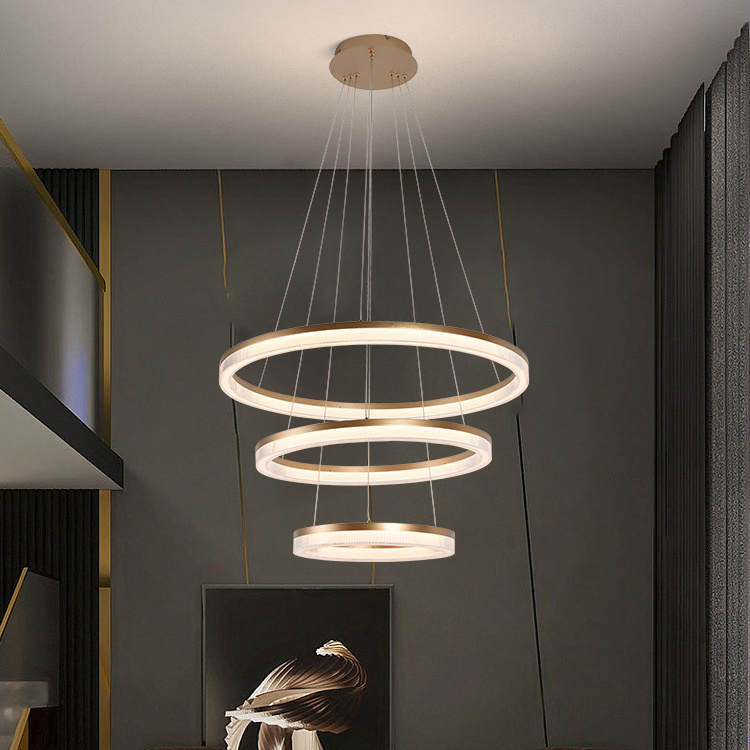 New Modern Style Villa Home Decorative Aluminum Led Ceiling Hanging Ring Chandelier Pendant Light