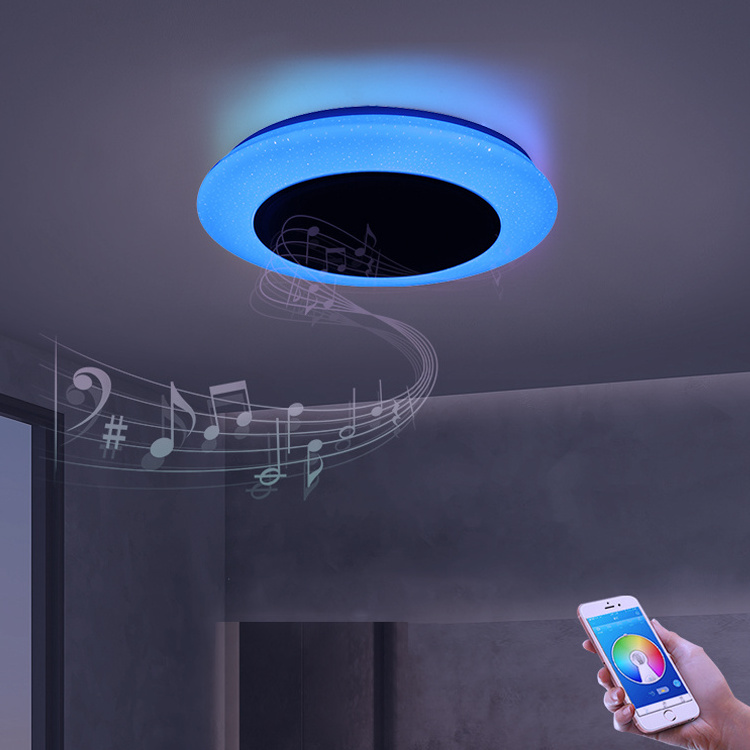 High Quality Kitchen Bedroom 36w Rgbw Colour Changing Blue Tooth Speaker Led Music Ceiling Light