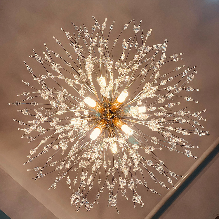 Hot Selling Modern Dandelion Pendant Light Home Bedroom Bar Hanging Decorative Led Crystal Chandelier