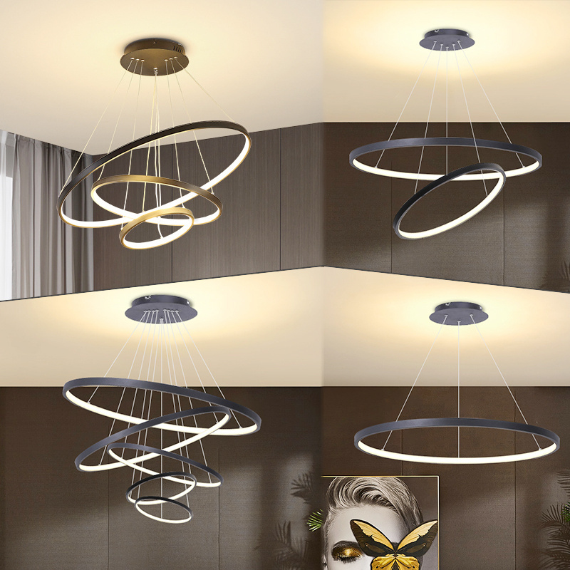 New Model Designer Modern Style Bedroom Indoor Decoration Acrylic Round Circle LED Ring Pendant Light