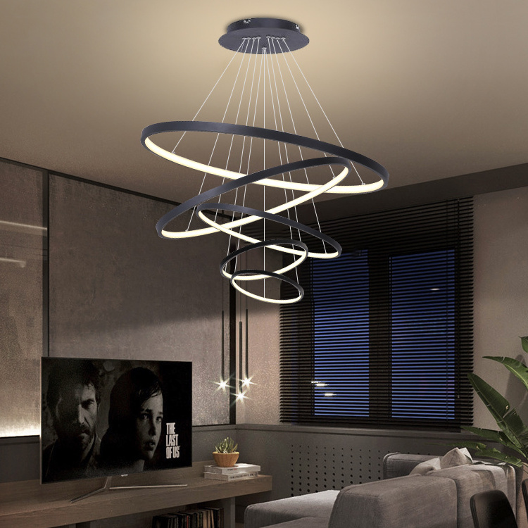 New Model Designer Modern Style Bedroom Indoor Decoration Acrylic Round Circle LED Ring Pendant Light