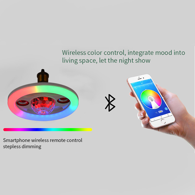 Smart Ceiling Lamp Music Party Led Wireless Speaker 36w Rgb Color Changing Remote Control Light Bulb