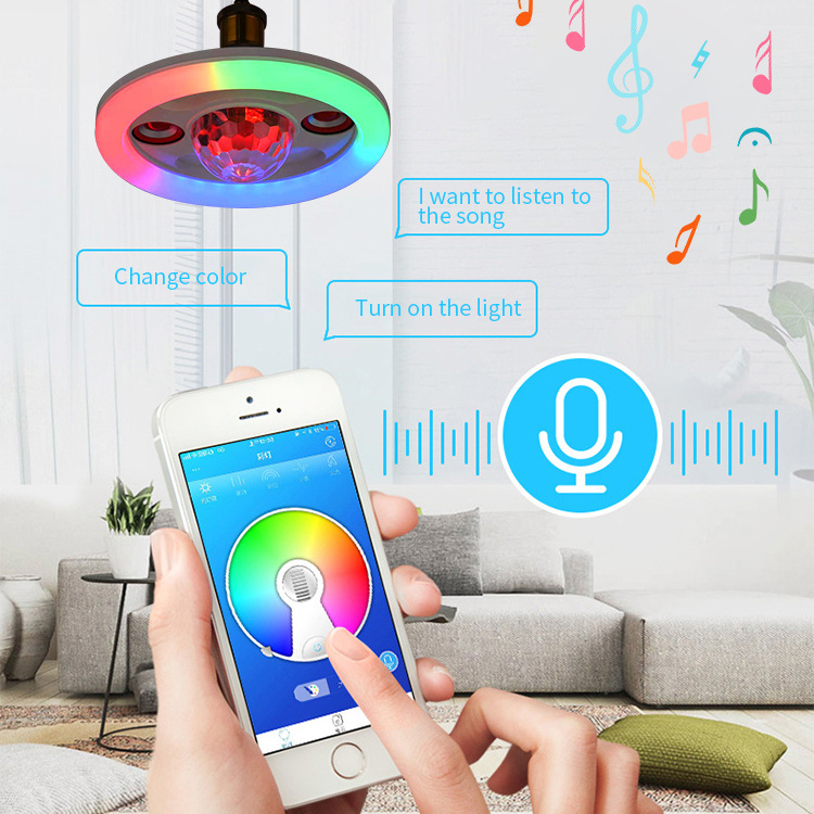 Smart Ceiling Lamp Music Party Led Wireless Speaker 36w Rgb Color Changing Remote Control Light Bulb