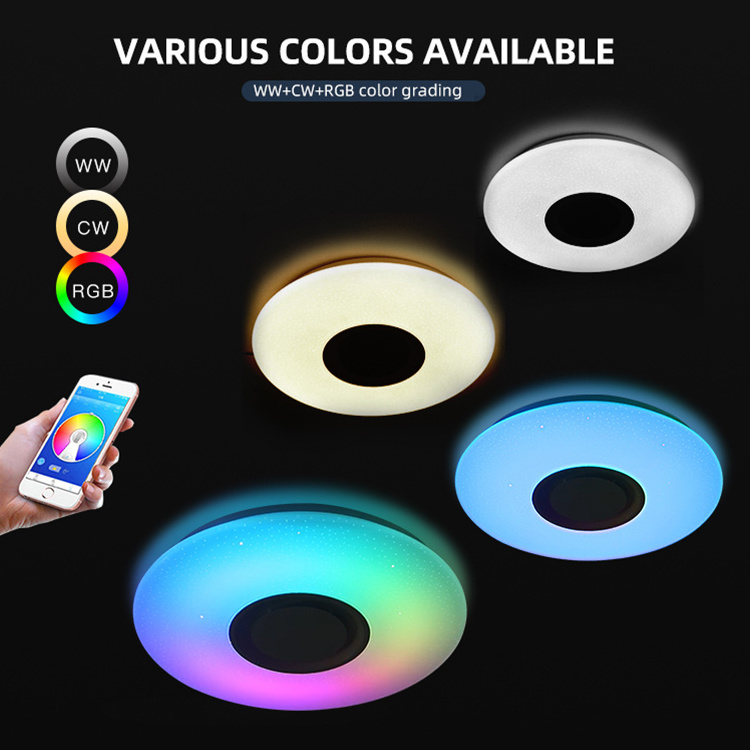 High Quality Smart Lighting Round Dimmable Remote Control 24w 36w RGB Colors Led Music Ceiling Light