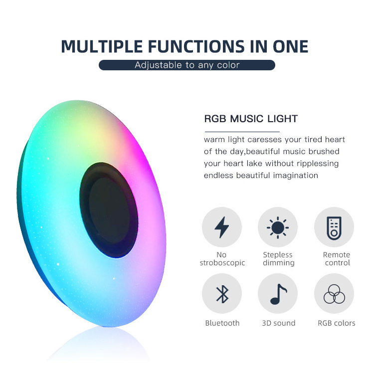 High Quality Smart Lighting Round Dimmable Remote Control 24w 36w RGB Colors Led Music Ceiling Light