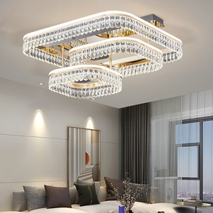 Hotel Indoor Surface Mounted Living Room Dimmable Lighting Aluminum Modern Led Crystal Ceiling Light