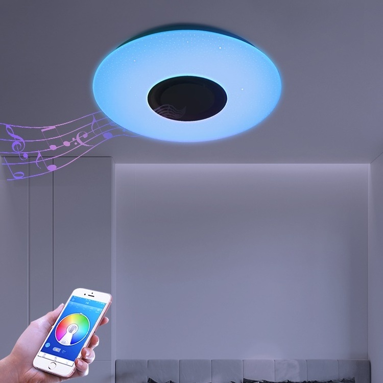 Indoor Music Lighting Fixtures Smart Home Lights App Control  Colorful RGB Round 24w 36w Led Ceiling Lights