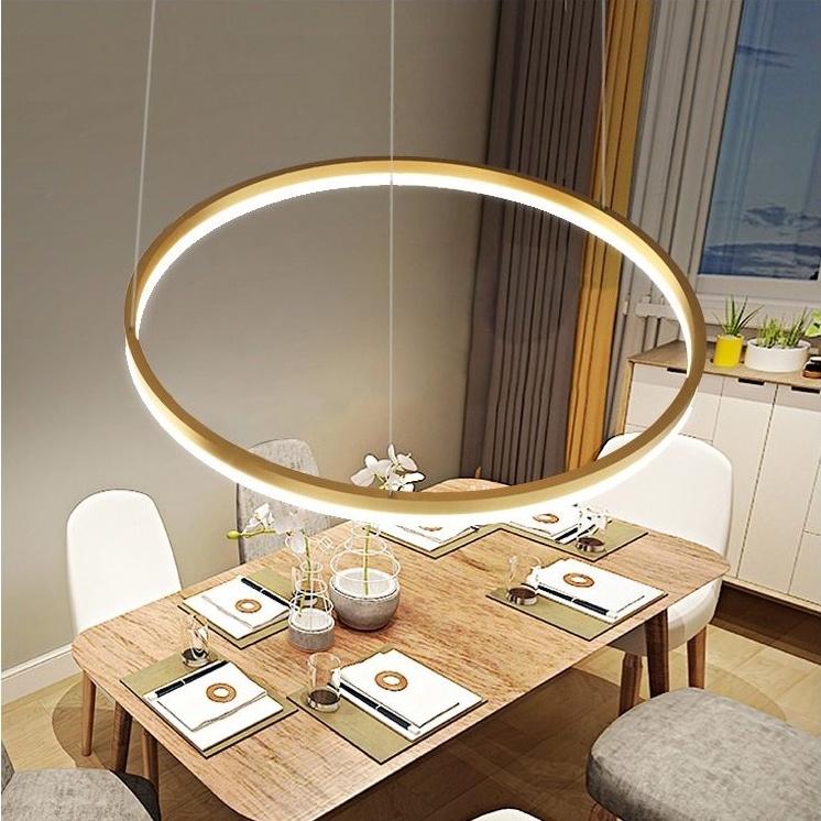 European Style Customized Living Room Aluminum Acrylic Circle Decoration Led Round Ring Pendant Light