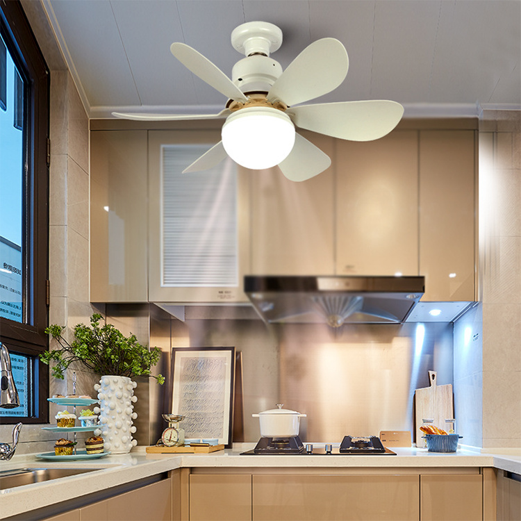 Modern 16 Inch Home Bedroom Decorative ABS 6 Blade DC Motor Flower Fan Light Remote Control Led Ceiling Fan With Light